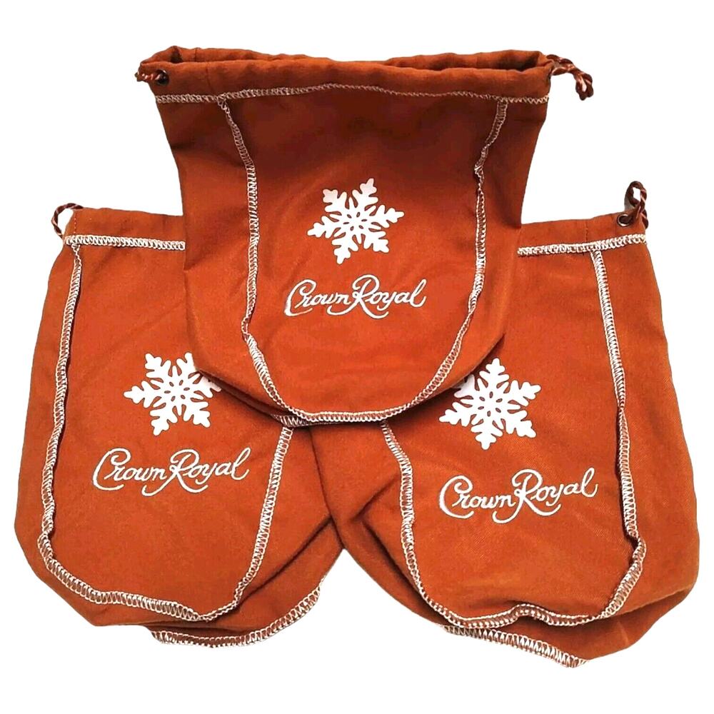 Lot Of 3 Crown Royal 750ml Orange Salted Caramel Drawstring Bags Logo Medium 9"